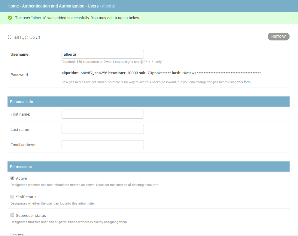 Admin-Website – Benutzer hinzufügen, Teil 2