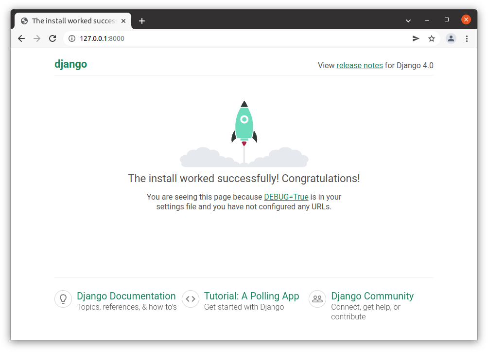 Die Startseite der Gerüst-Django-App